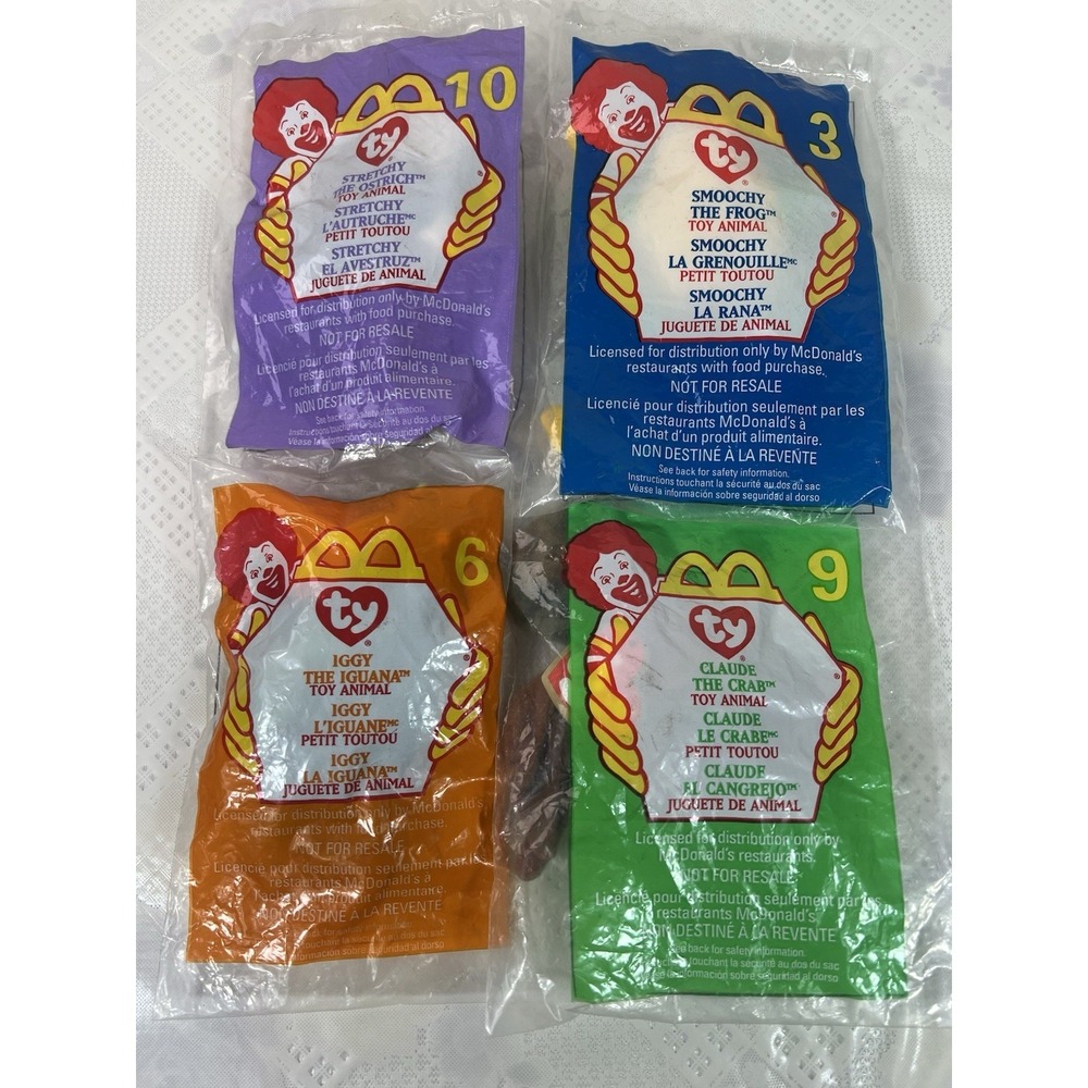 VTG 1999  McDonald's Ty Teenie‎ Beanie Babies Lot of 4 Sealed Happy Meal